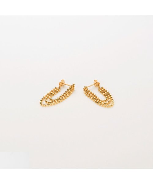 K10ボール3連チェーン フープピアス 