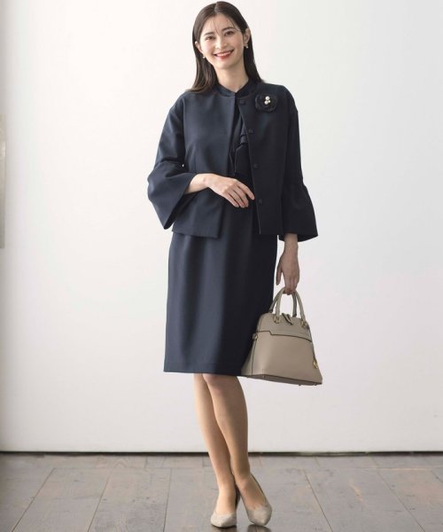 【VERY3月号掲載・NAVY】コンフォータブルドレープ ジャケット ノーカラージャケット S1840234583(14025円)
