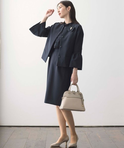 【VERY3月号掲載・NAVY】コンフォータブルドレープ ジャケット ノーカラージャケット S1840234583(14025円)