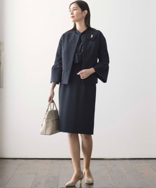 【VERY3月号掲載・NAVY】コンフォータブルドレープ ジャケット ノーカラージャケット S1840234583(14025円)