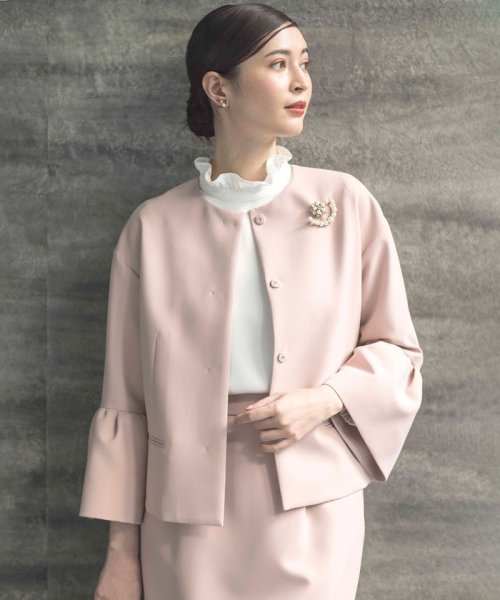 【VERY3月号掲載・NAVY】コンフォータブルドレープ ジャケット ノーカラージャケット S1840234583(14025円)