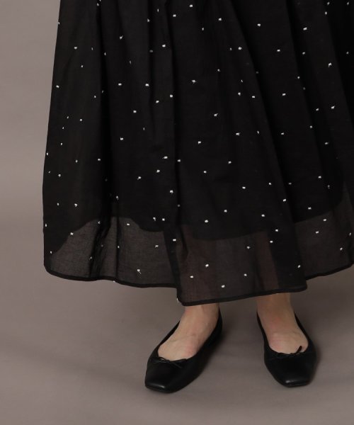 【洗える】ドット刺繍ボリュームスカート 