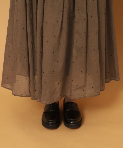 【洗える】ドット刺繍ボリュームスカート 