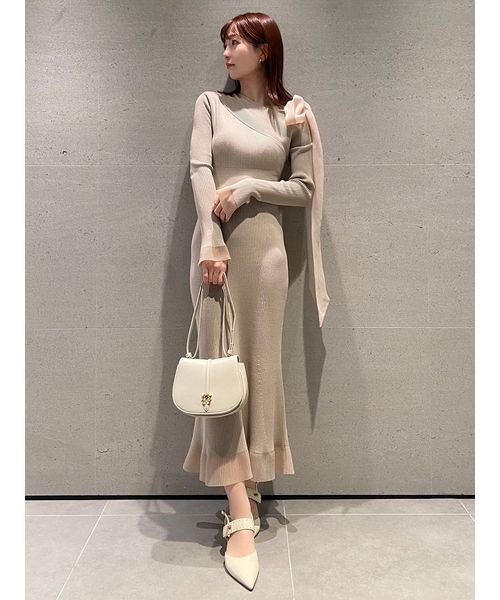 ショルダーリボンアシンメニットワンピース(505825620)｜阪急百貨店  