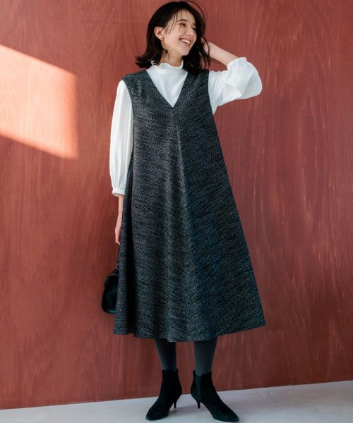 ファンシーツイード Vネックジャンスカ Vネックジャンスカ ファンシーツイード J1704278574(12942円)