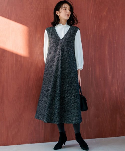 ファンシーツイード Vネックジャンスカ Vネックジャンスカ ファンシーツイード J1704278574(12942円)