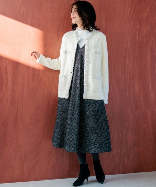 ファンシーツイード Vネックジャンスカ Vネックジャンスカ ファンシーツイード J1704278574(12942円)