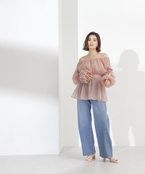 NATURAL BEAUTY BASIC(ナチュラルビューティーベーシック)/シアーギャザーペプラムブラウス　24SS/img28