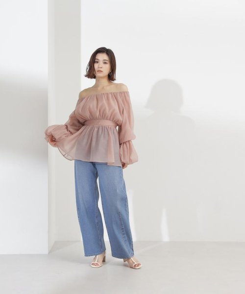 NATURAL BEAUTY BASIC(ナチュラルビューティーベーシック)/シアーギャザーペプラムブラウス　24SS/img32