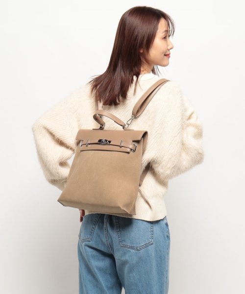 MAISON BREEZE(MAISON BREEZE)/【MAISON BREEZE】フェイクレザー 2WAY ハンドバッグ リュックサック バックパック フラップリュック KNF049/img19