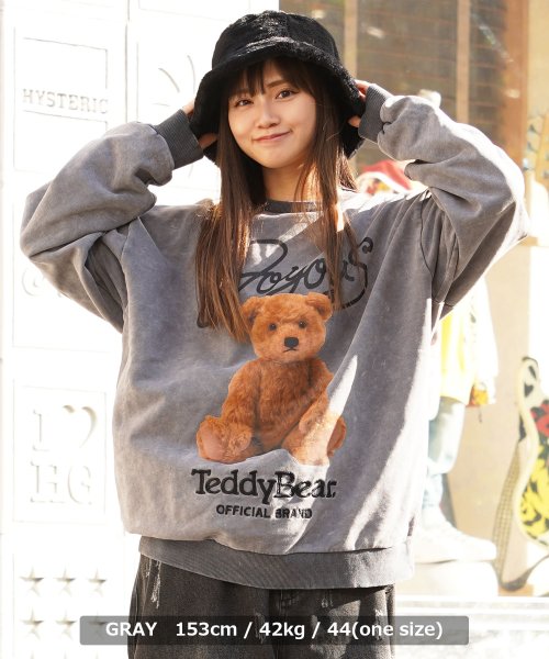 1111clothing(ワンフォークロージング)/◆TEDDY BEAR ピグメントトレーナー◆ クルースウェット メンズ ピグメント スウェット レディース ビッグスウェット ビッグトレーナー トレーナー/img07