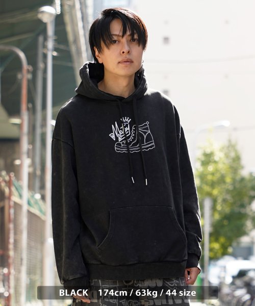 1111clothing(ワンフォークロージング)/◆スニーカーモチーフ ピグメントフーディー◆ ピグメント パーカー メンズ オーバーサイズ フーディ レディース ビッグフーディ ビッグパーカー 刺繍/img14