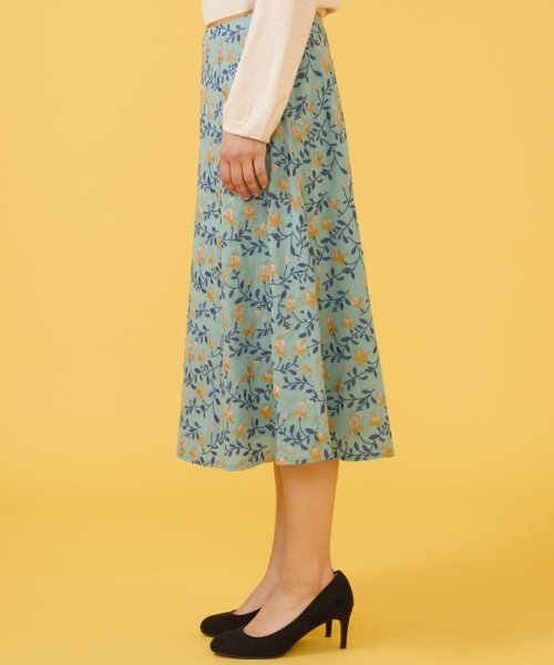 Relajado フラワー刺繍フレアスカート 