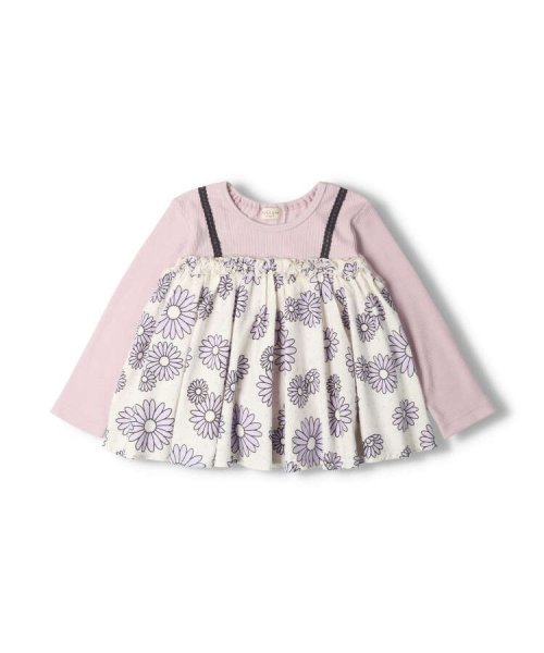 Kids Zoo(キッズズー)/【子供服】 kid´s zoo (キッズズー) 花柄キャミ風ドッキング長袖Ｔシャツ 80cm～130cm W22801/img01