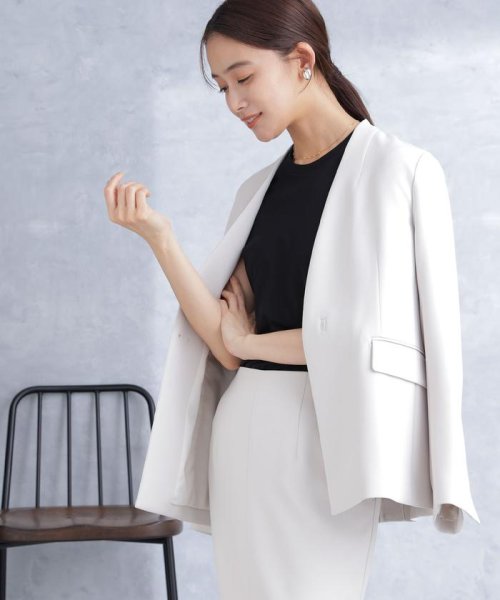 デイリーファンクション ラペルレスジャケット(セットアップ可） デイリーファンクション 羽織としてさらっとラフに着回しやすいデザイン