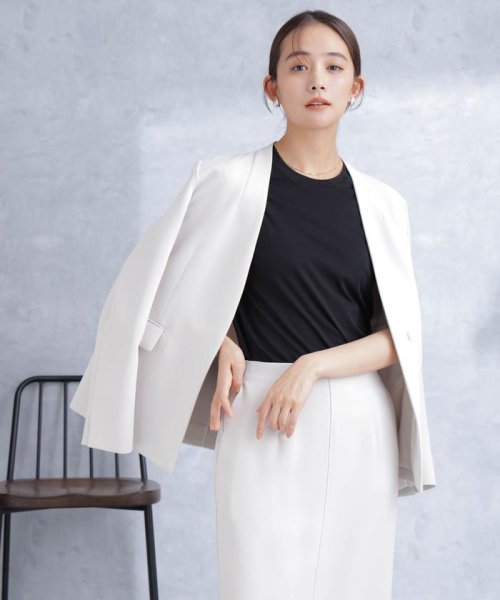 デイリーファンクション ラペルレスジャケット(セットアップ可） デイリーファンクション 羽織としてさらっとラフに着回しやすいデザイン