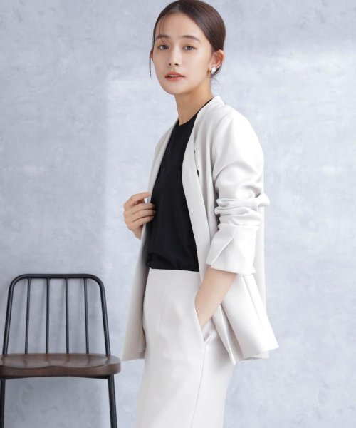 デイリーファンクション ラペルレスジャケット(セットアップ可） デイリーファンクション 羽織としてさらっとラフに着回しやすいデザイン