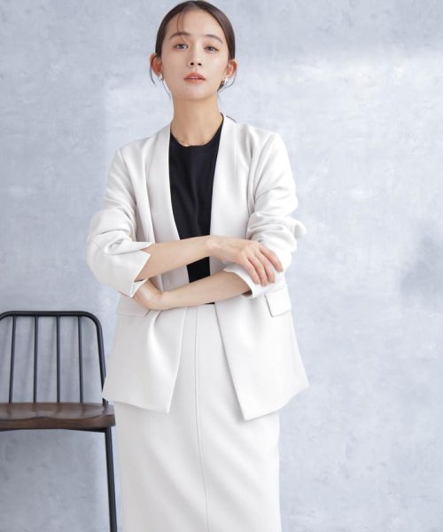 デイリーファンクション ラペルレスジャケット(セットアップ可） デイリーファンクション 羽織としてさらっとラフに着回しやすいデザイン