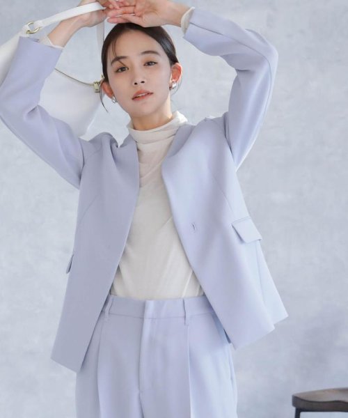 デイリーファンクション ラペルレスジャケット(セットアップ可） デイリーファンクション 羽織としてさらっとラフに着回しやすいデザイン