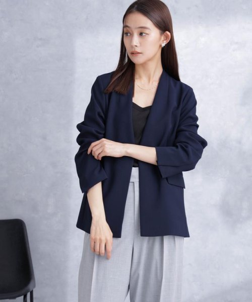 デイリーファンクション ラペルレスジャケット(セットアップ可） デイリーファンクション 羽織としてさらっとラフに着回しやすいデザイン