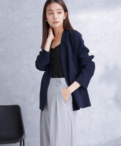 デイリーファンクション ラペルレスジャケット(セットアップ可） デイリーファンクション 羽織としてさらっとラフに着回しやすいデザイン