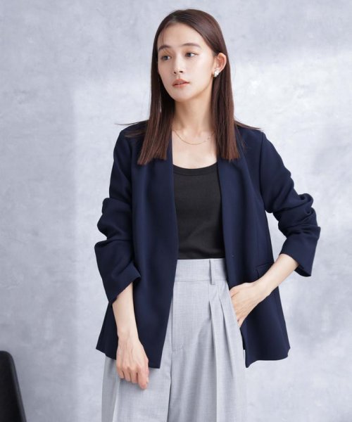 デイリーファンクション ラペルレスジャケット(セットアップ可） デイリーファンクション 羽織としてさらっとラフに着回しやすいデザイン