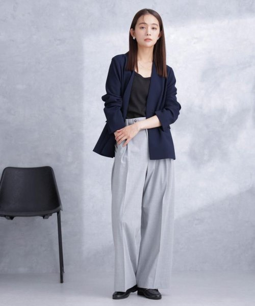 デイリーファンクション ラペルレスジャケット(セットアップ可） デイリーファンクション 羽織としてさらっとラフに着回しやすいデザイン