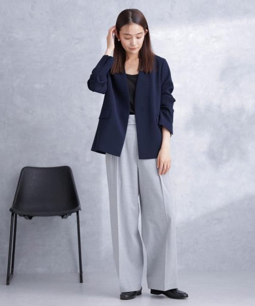 デイリーファンクション ラペルレスジャケット(セットアップ可） デイリーファンクション 羽織としてさらっとラフに着回しやすいデザイン