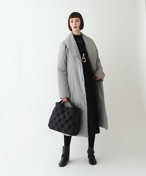 ストレッチタフタショールカラーダウンコート 