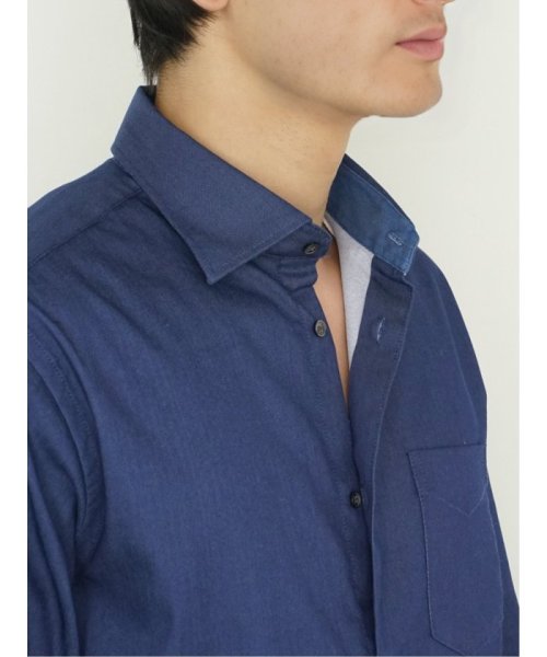 TAKA-Q(タカキュー)/ストレッチ シャンブレー ワイドカラー長袖シャツ メンズ シャツ カジュアル トップス インナー ギフト プレゼント ライトアウター ワイシャツ ビジネスシャツ/img10