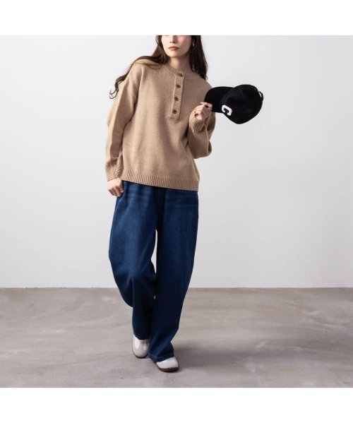 MAC HOUSE(women)(マックハウス（レディース）)/NAVY ネイビー ネップヘンリーネックニット GL－1253635/img04