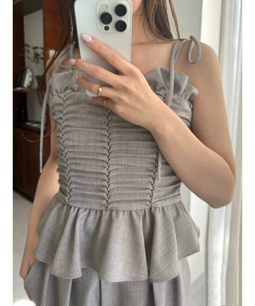 Sustainableギャザーデザインビスチェ 予めご了承ください