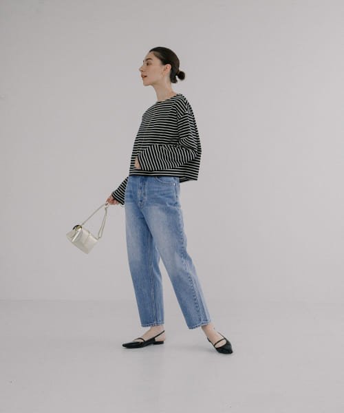 ワイドテーパードデニムパンツ 