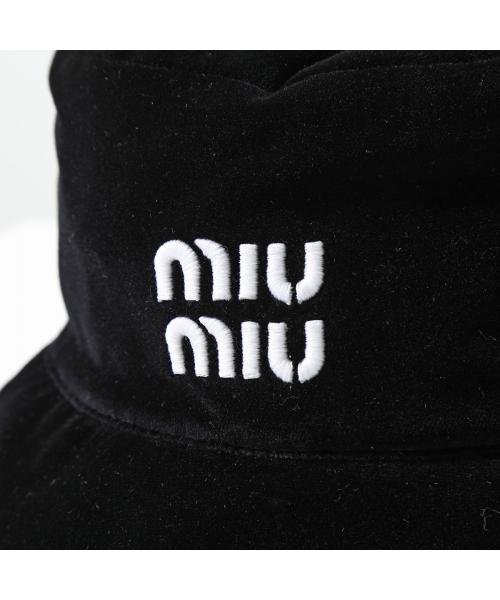 MIUMIU(ミュウミュウ)/MIUMIU バケットハット 5HC196 068 ベロア ロゴ刺繍/img06