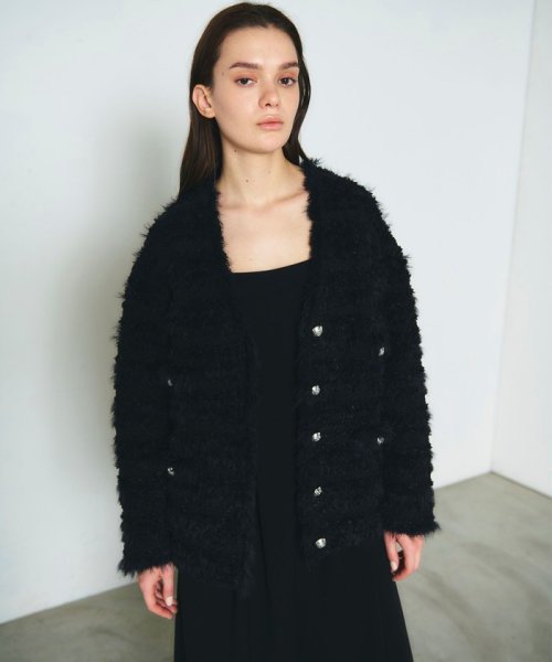 フェザーツイードニットカーディガン 