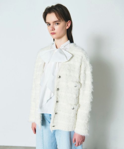 フェザーツイードニットカーディガン 