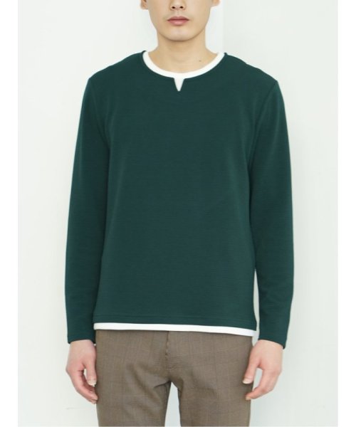 ふくれワッフル フェイクキーネック長袖Tシャツ メンズ Tシャツ カットソー カジュアル インナー ビジネス ギフト プレゼント 人気・おすすめ｜使いやすい・旅行におすすめ 品質保証 全国発送 正規品・日本国内発送・安心保証付き