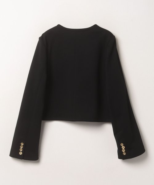 裏毛ノーカラーショートジャケット 