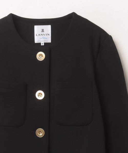 裏毛ノーカラーショートジャケット 