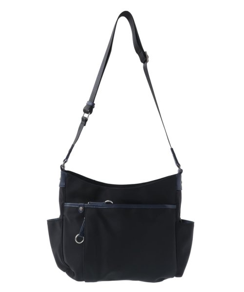 [撥水・ペットボトルホルダー付]アクセントレザーショルダーバッグ 