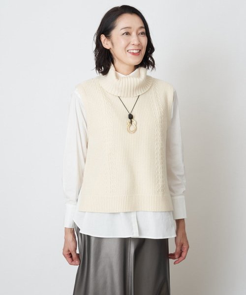 カノコ編オフタートルニットベスト 