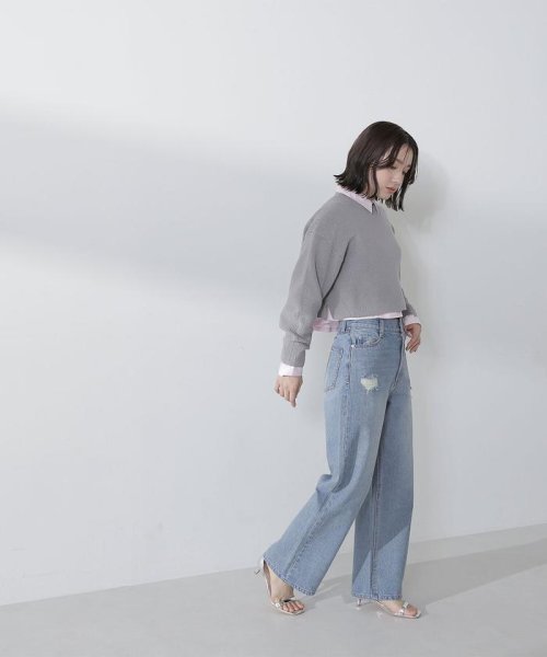 NATURAL BEAUTY BASIC(ナチュラルビューティーベーシック)/クロップドニット＆シャツセット　24SS/img04