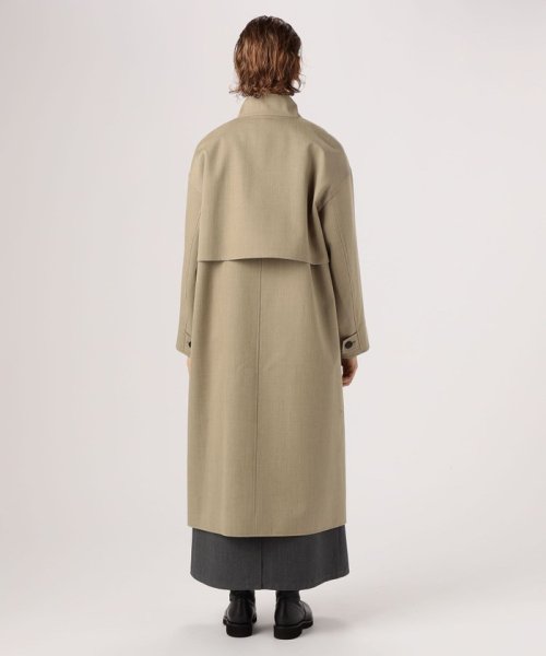 ウールギャバジンスタンドカラー トレンチコート 