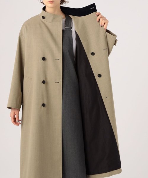 ウールギャバジンスタンドカラー トレンチコート 