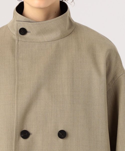 ウールギャバジンスタンドカラー トレンチコート 