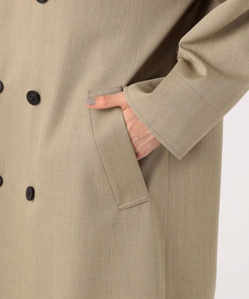 ウールギャバジンスタンドカラー トレンチコート 