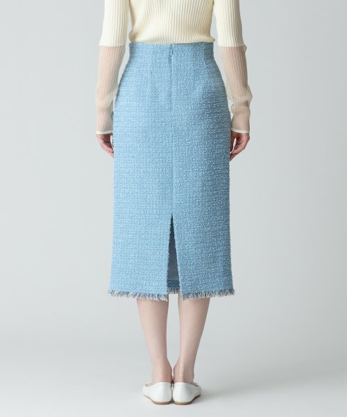 【セットアップ対応商品】ジオリカラメツイードハイウエストタイトスカート こちらの商品はボトムス単品でのお届けになります フィッティングモデル 詳細画像 172cm B82 W66 H92　着用サイズ：02