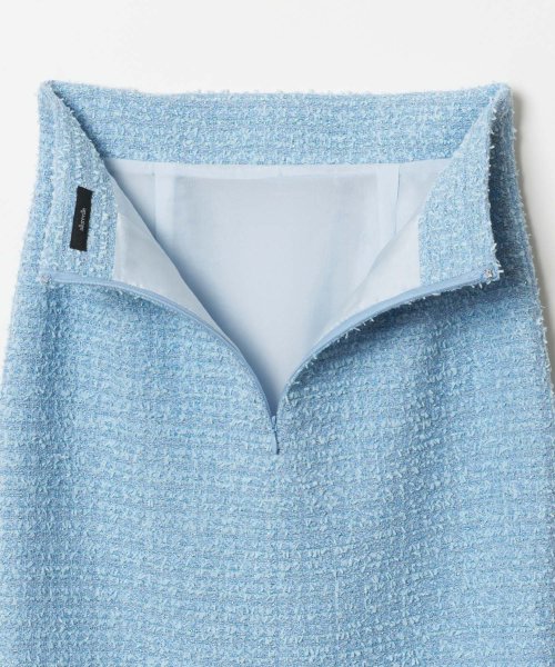 【セットアップ対応商品】ジオリカラメツイードハイウエストタイトスカート こちらの商品はボトムス単品でのお届けになります フィッティングモデル 詳細画像 172cm B82 W66 H92　着用サイズ：02