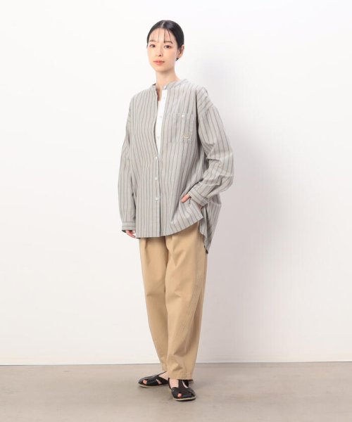 セール】イージーケア ストライプ バンドカラーシャツ(505821573 