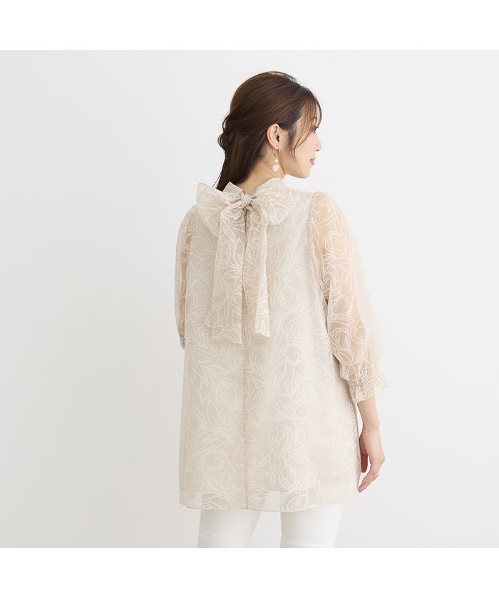 ローズティアラ RoseTiara フロッキーフラワーバックリボンブラウス